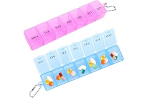 Sibba 2 pudełka na tabletki, organizer, 7 dni, planer tygodniowy, mała przegródka, dozownik leków, przechowywanie przypomnień, pojemnik na podróż, na co dzień, witaminy, suplementy diety (różowy +