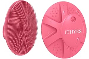 Ithyes Brosse exfoliante en silicone pour homme et femme, facile à nettoyer, plus hygiénique pour le corps, le visage, les peaux sensibles (rose)