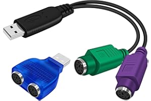 YINGAYOU Adaptador USB a PS2 para Teclado y Raton Cable Conversor PS2 a USB con Chip Integrado, No Requiere Controladores, Plug and Play 18cm (Cable+ Adaptador)