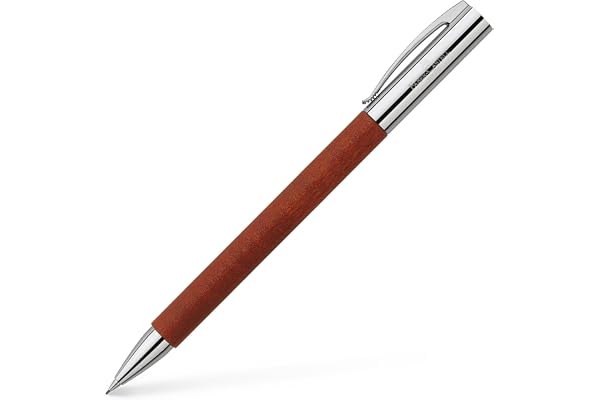 Faber-Castell 138131 - Portemine AMBITION Poirier, Epaisseur de mine : 0,7 mm, Emballage cadeau inclus, Couleur du corps : marron / argent