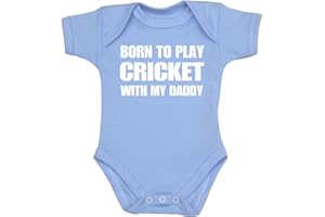BABYPREM 1 Born to Play Cricket with my Daddy Baby Clothes Bodysuit Vest NB-12 mth