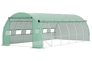 Outsunny Serre de Jardin 18 m² dim. 6L x 3l x 2H m avec Porte + parois latérales zippées enroulables, 12 fenêtres, Acier PE Haute densité 140 g/m² Anti-UV Vert