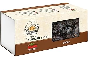 Yaffa Delicious and Juicy Jumbo Medjool Dates - All Natural, No Added Sugar, Free from Additives, Sustainably Grown and Hand-Picked Palestinian Dates (Box of 500g)