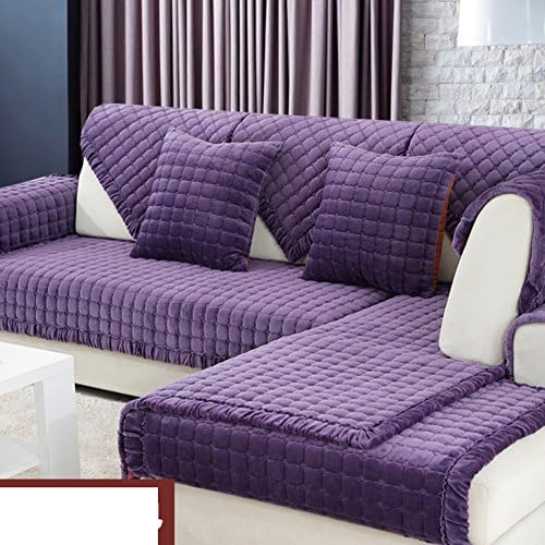 Sofa Slipcovers,Sofa Covers,Protector FurnitureWinter padded real leather slip plush sofa cushions/ cushion/ by black velvet fabric sofa towel-C 70x180cm(28x71inch)