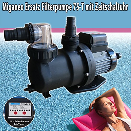 Miganeo 8,5m³ Ersatzpumpe 75-T für Sandfilteranlage Speedclean – 450 W mit integrierter Zeitschaltuhr - 3