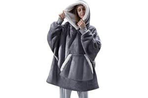 DOUUCO Felpa con Cappuccio Oversize Coperta Indossabile Gigante Sherpa Coperta Pullover Blanket Hoodie Super Confortevole Felp con Coperta Gigante con Cappuccio Anteriore Gigante Tasca Gigante