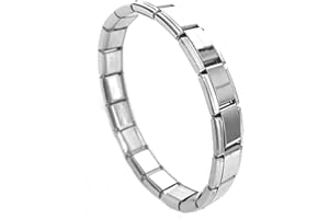 Hyclam 7/9mm Italian Starter Charm Bracelet Starting at 18 Links for Women Wrist Punk Style Stainless Steel Modular Links