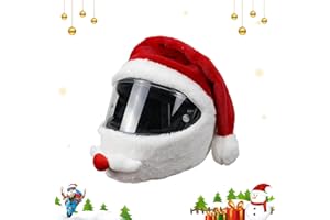 BAVOOTY Housse de Casque de Noël,Housse de Moto en Peluche Amusante,Réutilisable,Facile à Mettre et à Enlever,Adapté à la Décoration de Noël,Rouge(Casque Non Inclus)