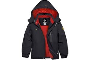 GEMYSE Veste de Ski Imperméable de Montagne pour Garçon Manteau d'hiver Extérieur en Polaire Coupe-Vent avec Capuche