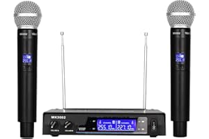 MicrocKing Wireless Microphone System Dynamic Handheld Microphones,150-260Ft Operating Range,16 Hours Continuous Use,Ideal for Karaoke, Party, DJ, Church, Wedding, Indoor/Outdoor Activities