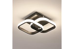 Osairous Plafonnier LED Moderne Carré, Lampe de Plafond Chambre Noir 2137LM, Luminaire Plafonnier 29CM en Acrylique, Lumière Naturelle 4500K, pour Salon Cuisine Couloir