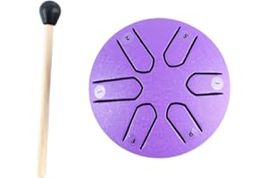 Stalowy Bęben Językowy Mini Bęben Ręczny z Podudziem 6 Nutowy Instrument Perkusyjny Zarówno dla Początkujących, Jak i Doświadczonych Muzyków (Fioletowy)