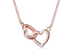 Yumilok biżuteria srebro próby 925 / różowe złoto platerowane łączące się serca zmienny wisiorek w kształcie litery Y naszyjnik naszyjnik dla kobiet/dziewcząt e srebro wysokiej próby, colore: Różowe złoto, cod. Y30111-R