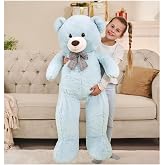 Cute Bear with Plush 120 cm Bow Tie - Special Gift for Lover Light Blue