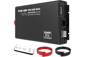 DATOUBOSS Spänningsomvandlare 12v till 230v Ren Sinus 3000w Toppeffekt 6000W Med LED-display och AC-uttag Trådlös fjärrkontro