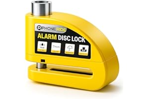 PHONE RIDE Bloc Disque Moto Alarme | Antivol Velo ou Antivol Moto Haute Sécurité Avec Alarme Puissante 110dB | Bloque Roue Moto Pour Une Meilleure Protection Contre Le Vol | Jaune