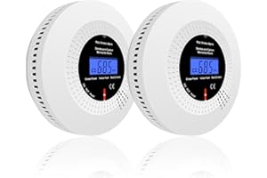 iMeistek 2PCS Combination Smoke and Carbon Monoxide Alarms,Smoke and Carbon Monoxide Detectors for home,with Digital Display,EN 50291 &EN14604 Approved.