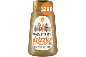 Whole Earth Drizzler Original Roasted Peanut Butter, Super Smooth Squeezy Runny Nutty Spread Made with 100% Peanuts, All Natural Ingredients, No Added Sugar, Gluten Free, Vegan Friendly – 320g