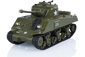 wheelfun Henglong 1/30 RC Battle Tank Sherman M4A3 3841-01 2.4G Serbatoi di controllo remoto 320 ° Torretta di Combattimento Infrarossi per Hobby