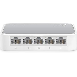 TP-Link TL-SF1005D 5-Port Fast Ethernet-/Netzwerk-/Lan Switch (10/100Mbit/s, automatische Geschwindigkeits- und Duplexanpassung, Plug-und-Play, Auto-MDI/MDIX, lüfterlos) weiß