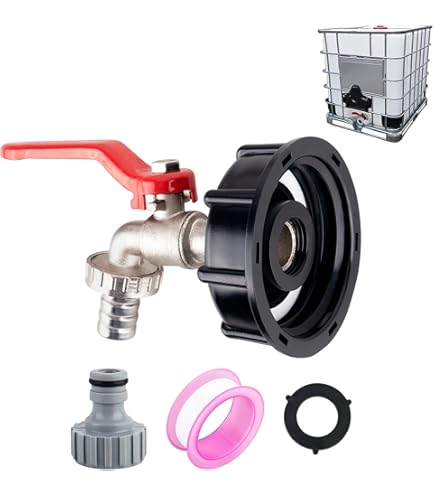 Prolunga Per Rubinetto Serbatoio IBC 1000L – Beccuccio Di Scarico Da 5,1 Cm Con Dado E Tappo, Raccordo Filettato
