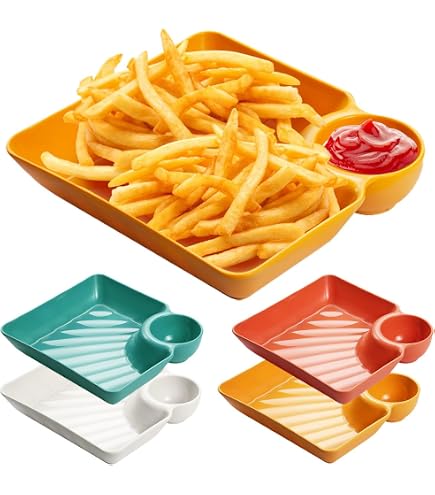 Lot De 20 Bols Snack 2-en-1 Avec Bol à Sauce - Plastique Alimentaire 18x16,5x3,5 Cm - 4 Couleurs - Pour Fêtes