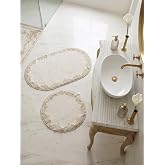 &Ccedil;eyizlik G&uuml;p&uuml;rl&uuml; Dantelli Banyo Paspas Takımı Kaymaz Taban 2'li Set 60x100 50x60