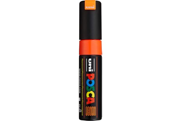 Uni-Ball Posca - Lot de 6 marqueurs pointe large biseautee orange fluo Uni-Ball Posca