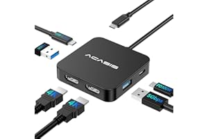 ACASIS Hub USB C,6 en 1 Adaptador USB C a HDMI con 4K HDMI,Doble HDMI 4k,1 PD 100W, 2 USB A 3.0 Puerto, 1 USB C Hub 3.0, Compatible con MacBook Pro/Air, Laptop and USB C Devices USB C Dongle
