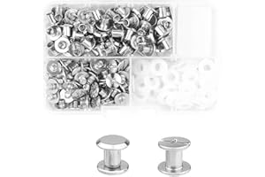 MABAHON 80 Set Chicago Screw Posts,Rivet Chicago Binding Screws,Metal Rivet for DIY Leather Decoration Bookbinding,Bags, Luggage,Backpack,Craft, M5x6mm
