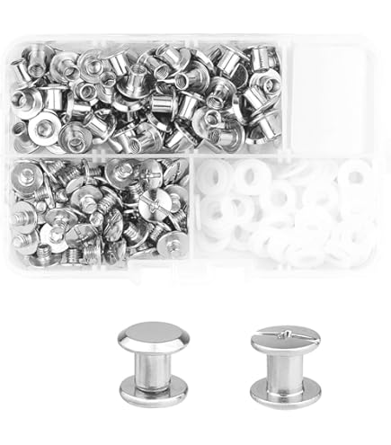 Set 100 Viti Chicago M5 In Metallo - Rivetti A Vite Per Pelletteria, Borse, Libri E Lavori Fai-Da-Te - Foto 4