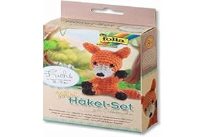 folia 23907 - Mini Häkelset Fuchs, Komplettset zur Erstellung von einem selbst gehäkelten niedlichen Fuchs, ca. 8 - 9 cm groß, für Kinder ab 8 Jahren und Erwachsene, als Geschenk