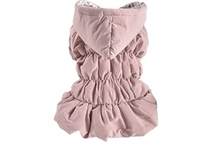 DHGTEP Hund Fleece Mantel mit Kapuze Warmes Kleid Winter Welpe Hund Jumpsuit Floral Rock Hund Katze mit Kapuze Chihuahua Yorkie Kleidung (Farbe : Pink, Größe : XS)