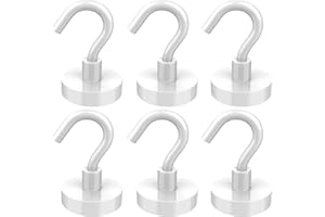 Lictin Magnetische Haken, Haftkraft 38 kg, Durchmesser 32 mm, 6 Stück, kein Bohren erforderlich, Magnethaken für Küche, Büro, Werkstatt, Montage