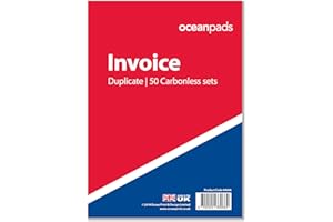 OCEANPADS Ocean Pads Invoice Book Duplicate, A5 148 x 210mm, 2-Part White and Yellow Carbonless Paper (Product Ref. 69684)