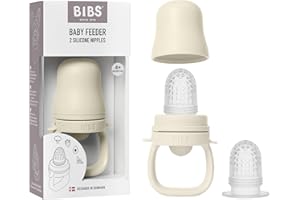 BIBS Baby Feeder con 2 tettarelle in silicone, compatibile con il vassoio del congelatore, facile da impugnare, senza BPA - ideale per la dentizione e l'autoalimentazione, 4+ mesi - Ivory