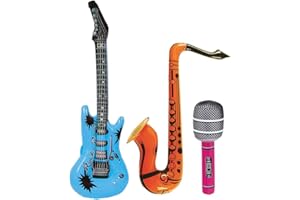 AMANDASISTERS Large Inflatable Guitar Saxophone Microphone for Music Themed Parties by RichMoho (3pcs)