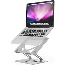 GRIFEMA GB1050 Support Ordinateur Portable Rotatif 360° - Réglable En Hauteur, Ventilé, Compatible 11-17.3 Pouces MacBook, Dell, HP, ASUS, Lenovo