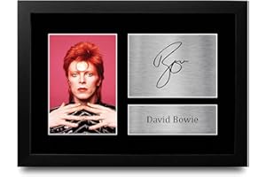 HWC Trading David Bowie A4 Gerahmte Signiert Gedruckt Autogramme Bild Druck-Fotoanzeige Geschenk Für Ziggy Stardust Glam Rock Musik-Fans