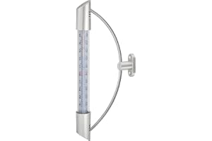 TFA Dostmann Orbis 14.6015 fönstertermometer analog med hållare i rostfritt stål, väderbeständig, utomhustemperatur