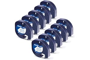Nastro per Etichette Wonfoucs Compatibile con Dymo LetraTag Etichette Plastica 12mm x 4m 91221 S0721610 Nero su Bianco Compatibile con Dymo Etichette per Vestiti Letra Tag LT-100H LT-100T LT-110T XR