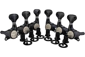 Guyker 6Pcs Guitar Locking Tuners (3L + 3R Handed) – 1:18 Ratio Lock String Tuning Key Pegs Machine Heads Set Replacement for LP, SG, TL Style Electric, Folk or Acoustic Guitars – Black