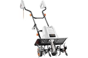 VonHaus Electric Tiller 1500W – Garden Soil Cultivator/Rotavator – 400RPM No Load Speed, 6 Steel Blades, 450mm Working Width – H Bicycle Handle, Electronic Brake, 2 Foldable Wheels, Collapsible Handle