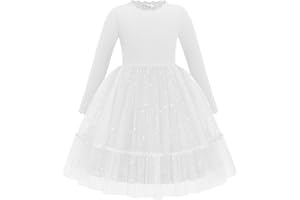 Arshiner Girls Dresses Long Sleeve Children Party Pleated Collar A-line Glitter Autumn Winter Casual Dress for Kids 2-7 Years
