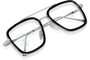 ARICKS Blue Light Blocking Blue Cut Zero Power anti-glare Rectangular Eyeglasses, Tony Stark Frame for Eye Protection from UV