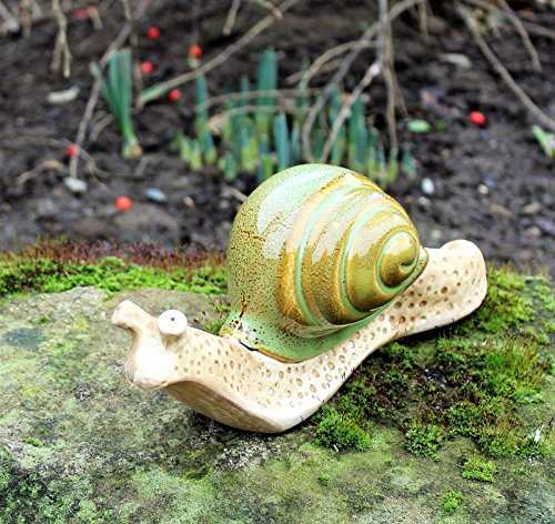 HOME HUT® Escargots décoratifs de Jardin en céramique pour extérieur Vert