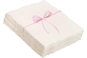 YNR Lot de 25 feuilles de papier aquarelle en coton, 10,2 x 15,2 cm, 300 g/m², papier texturé blanc texturé fait à la main avec bord pour aquarelle, écriture, calligraphie, peinture, cartes, loisirs
