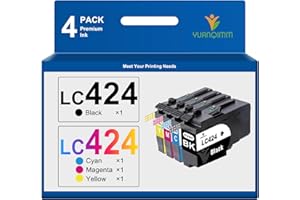 YUANQIMM LC-424 Value Pack kartridże do drukarki, kompatybilne z Brother LC424, do Brother DCP-J1200W DCP-J1200WE (Czarny/Cyjan/Magenta/Żółty, 4 sztuki)