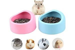 N\A Gamelle pour Hamster,Gamelle pour Petits Animaux,Mangeoire pour Hamster,Bols pour Hamsters,Anti-Morsure, pour Hamster, Petits Animaux, Petits Rongeurs, Gerbille, 2 Pièces(Bleu et Rose)
