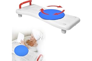 LARS360 Vasca da bagno con piastra girevole, seduta regolabile per anziani con manico rosso e ripiano per sapone, portata massima 150 kg, per vasca da bagno da 41-63 cm, LARS-(HAG1369B)